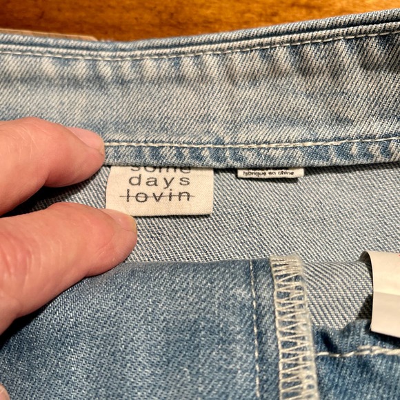 Some Days Lovin Denim Short Skirt Sz 24 Side Zip Light-Wash S924-210 - Picture 7 of 9